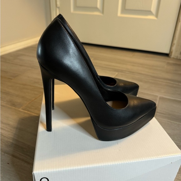 Aldo black leather platform pointed toe stilettos pumps - Picture 4 of 5